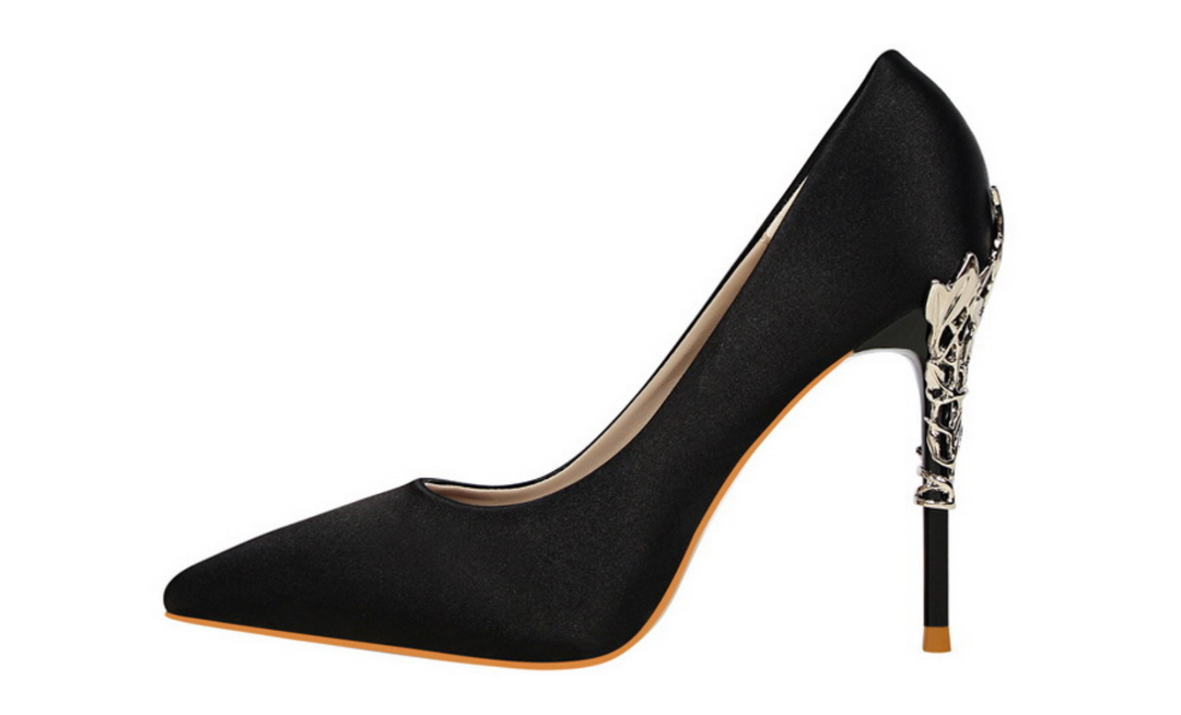 Rose Gold Sculpted Heel Pointed Pumps – ROSÉLIA