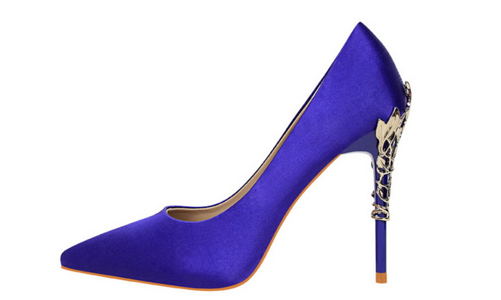Rose Gold Sculpted Heel Pointed Pumps – ROSÉLIA