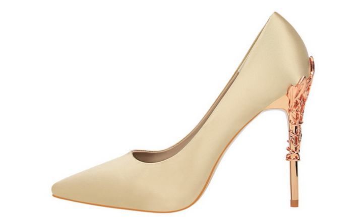 Rose Gold Sculpted Heel Pointed Pumps – ROSÉLIA