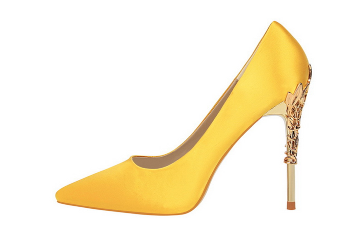 Rose Gold Sculpted Heel Pointed Pumps – ROSÉLIA