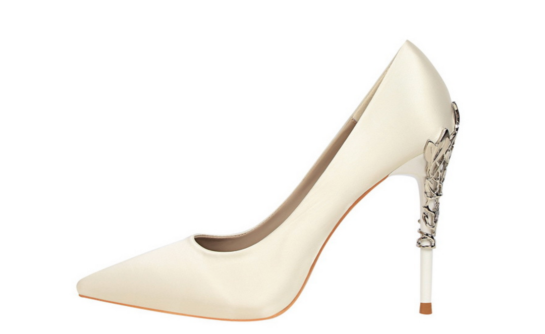 Rose Gold Sculpted Heel Pointed Pumps – ROSÉLIA