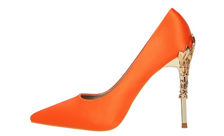 Rose Gold Sculpted Heel Pointed Pumps – ROSÉLIA