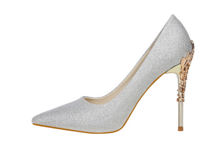 Rose Gold Sculpted Heel Pointed Pumps – ROSÉLIA
