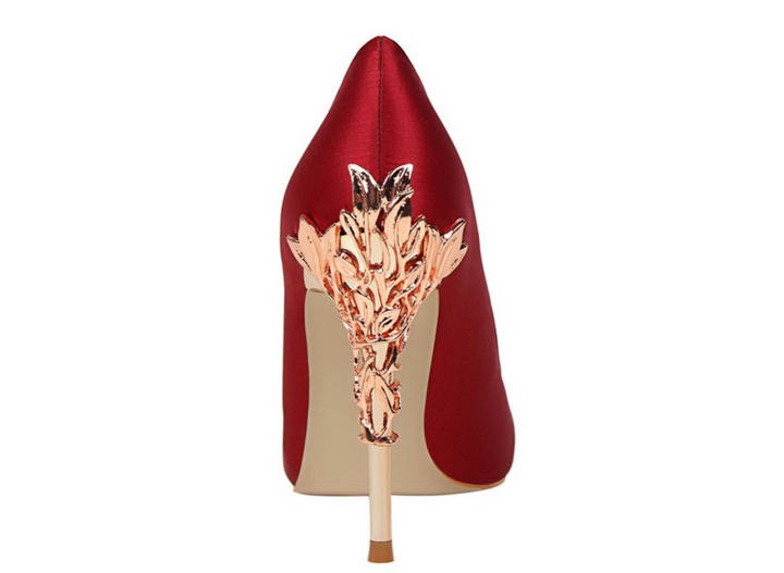 Rose Gold Sculpted Heel Pointed Pumps – ROSÉLIA