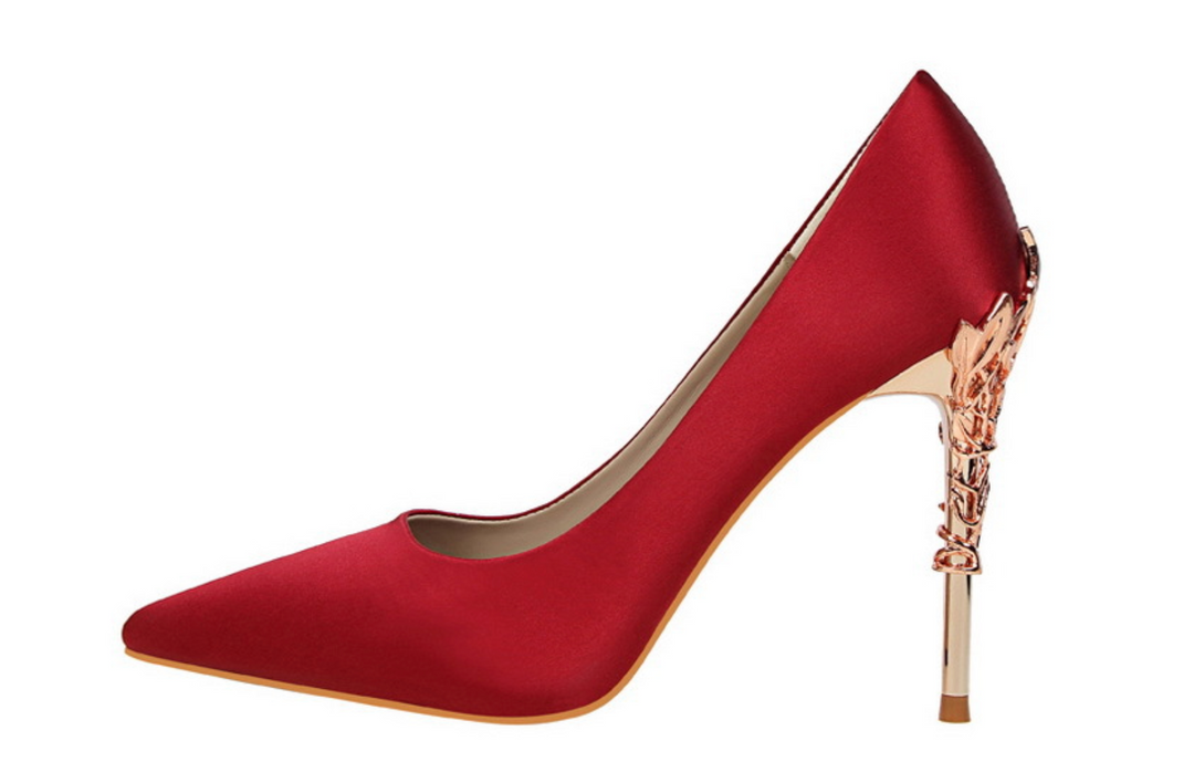 Rose Gold Sculpted Heel Pointed Pumps – ROSÉLIA