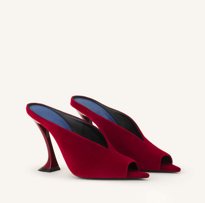 Velvet Sculpted Heel Mule Sandals – ROUGEVEL