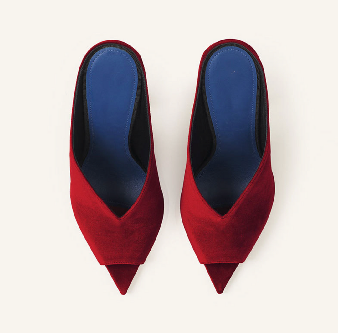 Velvet Sculpted Heel Mule Sandals – ROUGEVEL