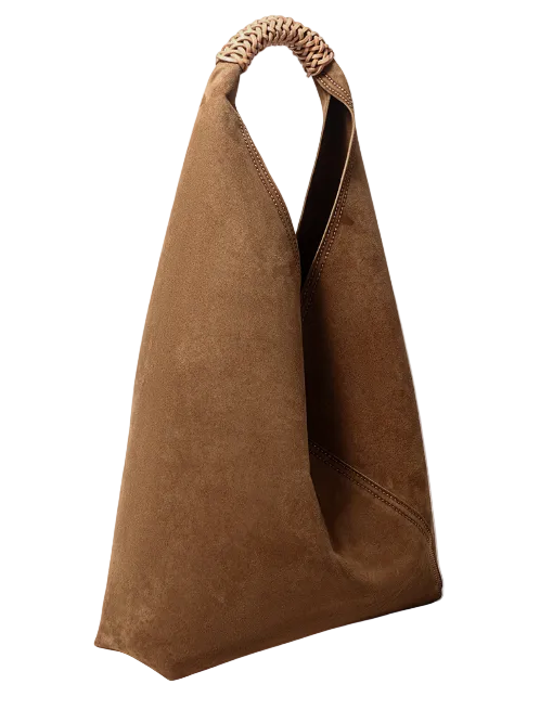 suede triangle hobo bag with braided handle – AURELIA
