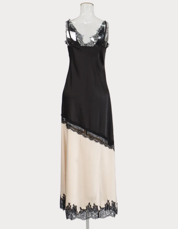 lace trim layered slip maxi dress – BLUSH