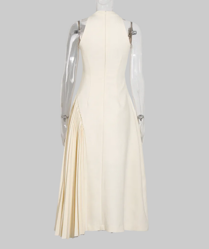 halter keyhole pleated panel midi dress – SCULPT