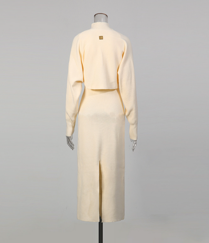 high-neck long sleeve maxi dress with gold brooch – EMPRESS
