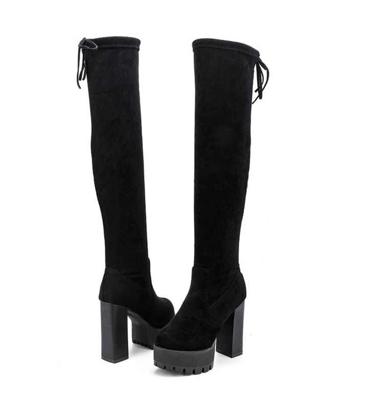 knee-high platform boots with chunky heel – EDGE