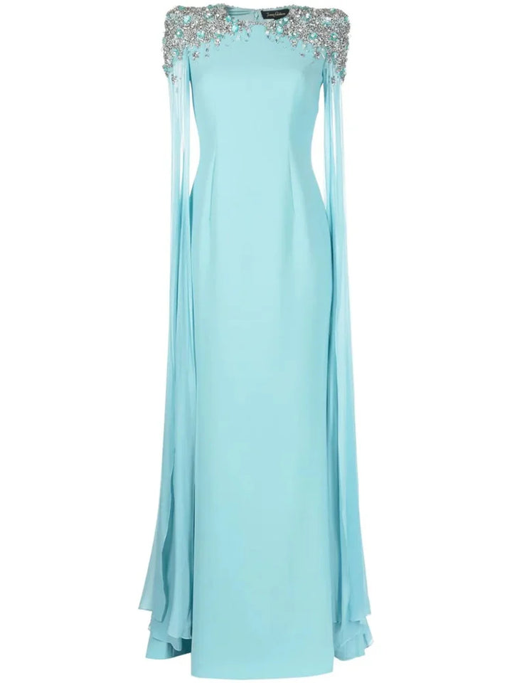 Beaded shoulders black dress with cape sleeves - Zoella