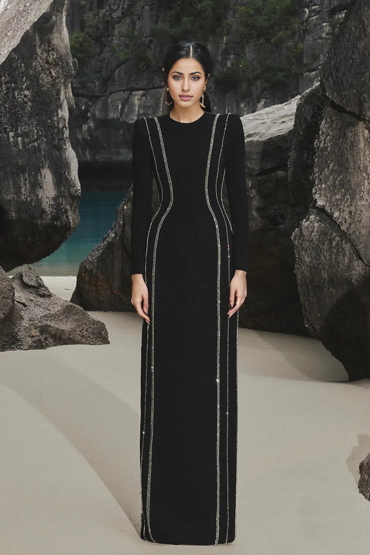 crystal-trim column gown – ODD- Zimal