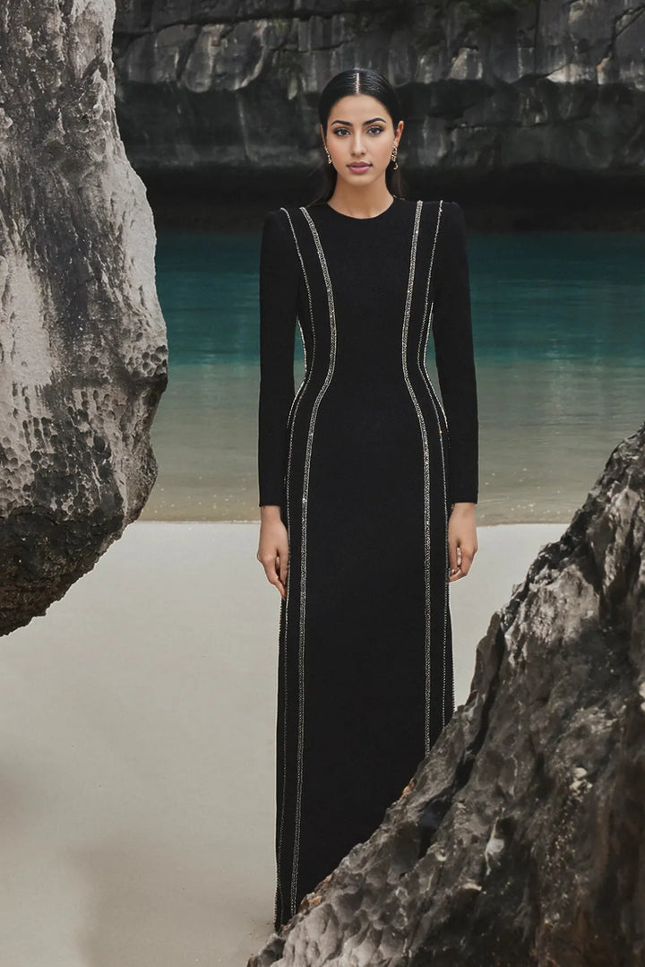 crystal-trim column gown – ODD- Zimal
