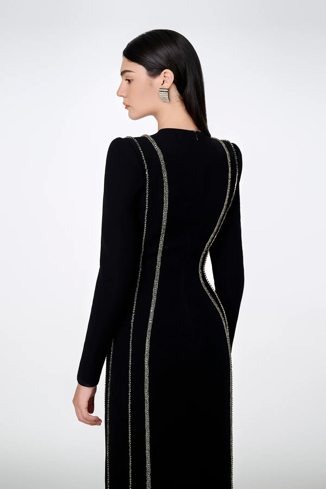 crystal-trim column gown – Zimal-1
