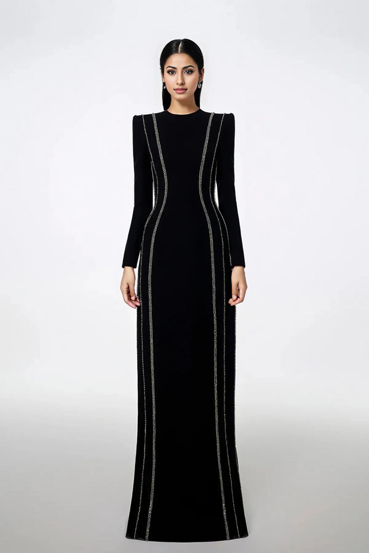 crystal-trim column gown – Zimal