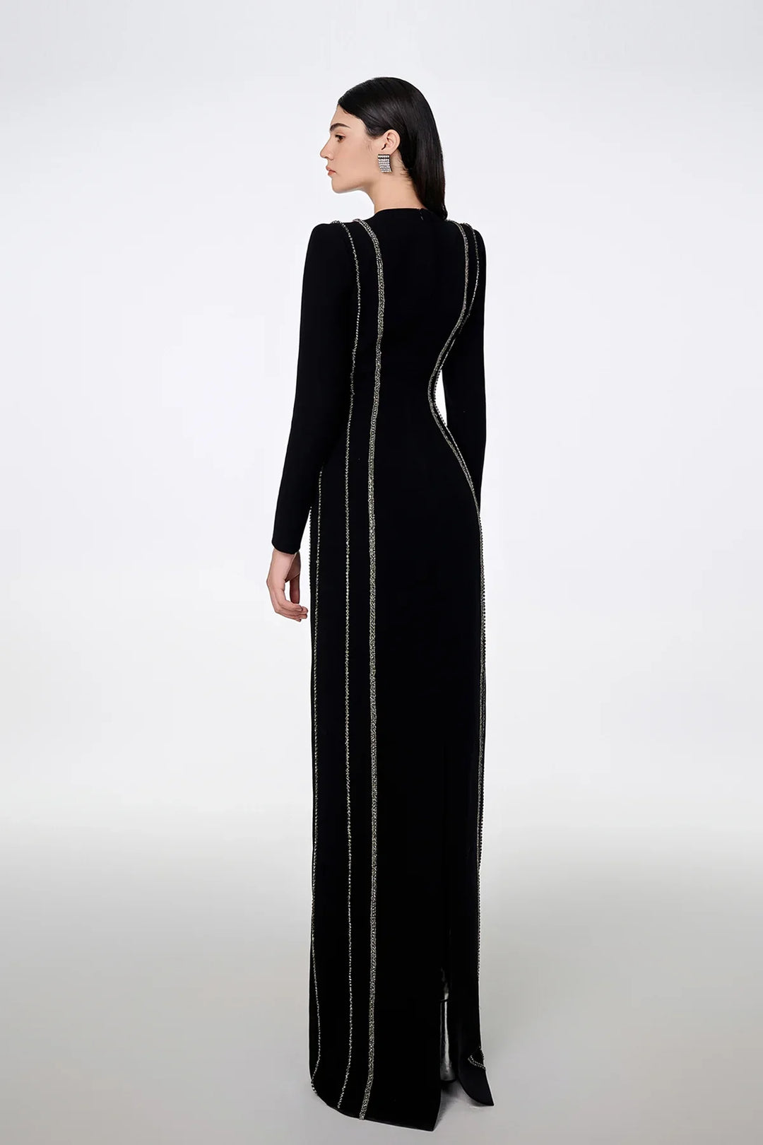 crystal-trim column gown – Zimal-1