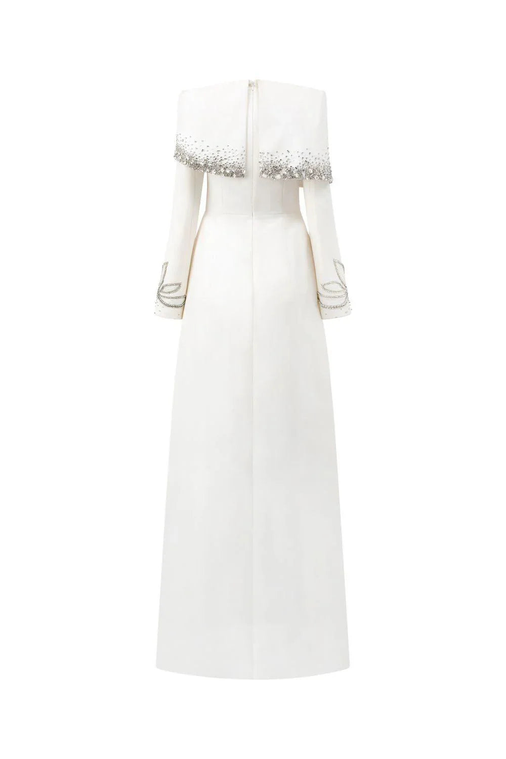 Off-shoulder A-line dress with embellished cuffs-DIANA