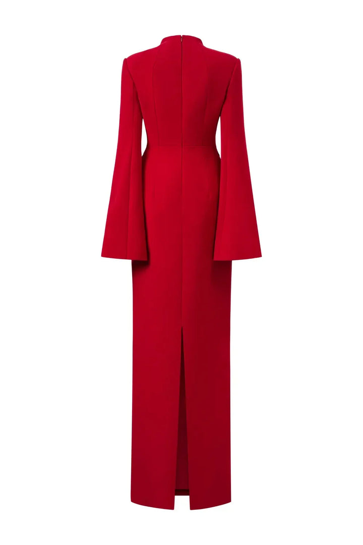 Long-sleeve column dress with floral sequin embellishment - Cecilia