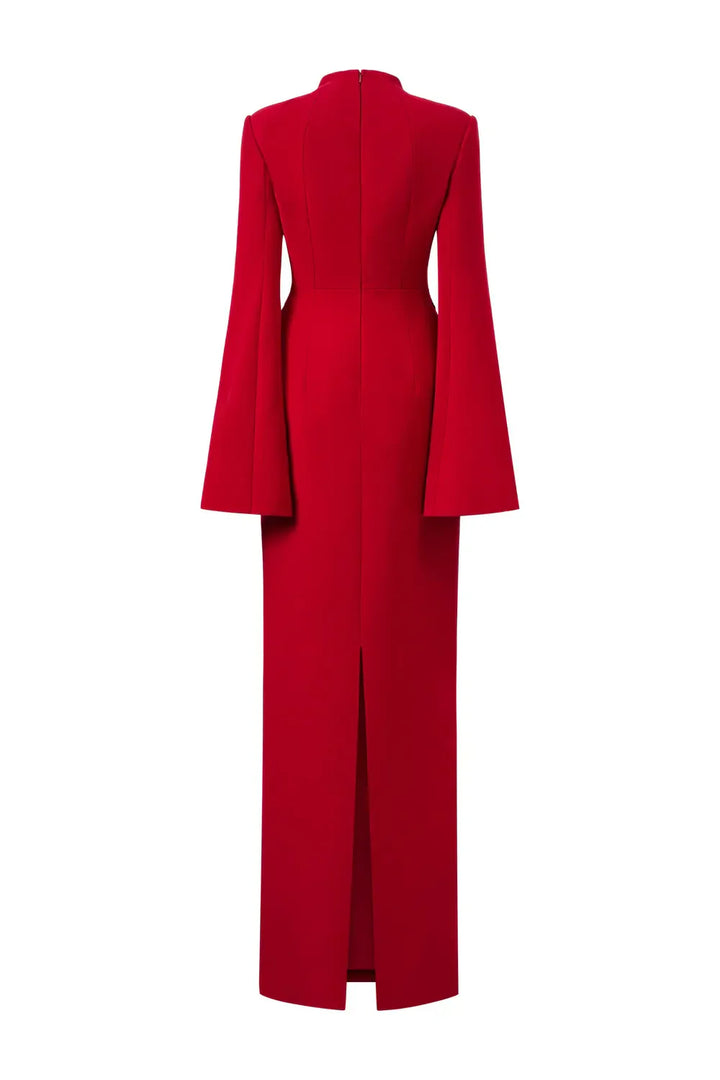 Long-sleeve column dress with floral sequin embellishment - Cecilia-1