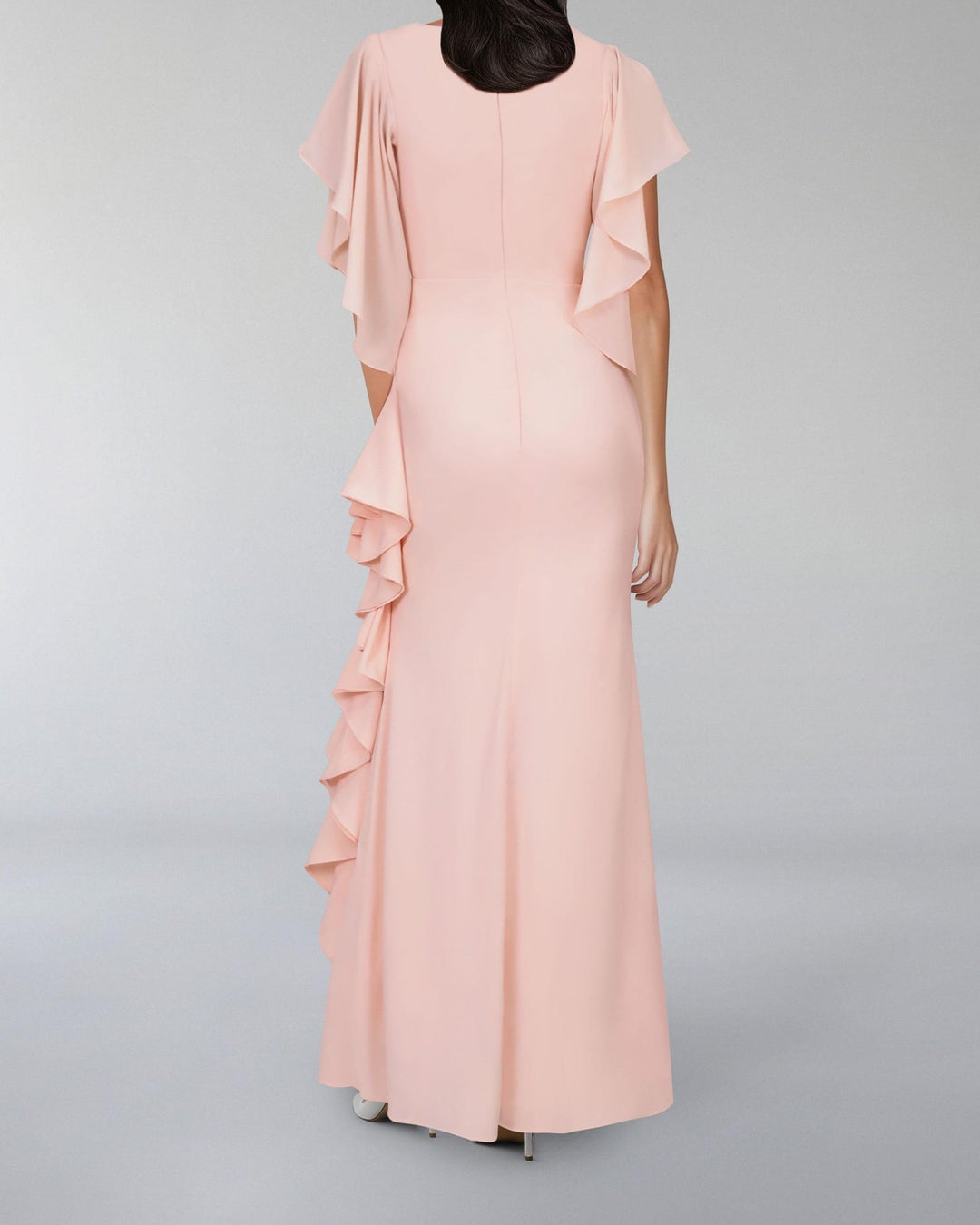 ODD-V-neckline ruffle dress with ruffled sleeves