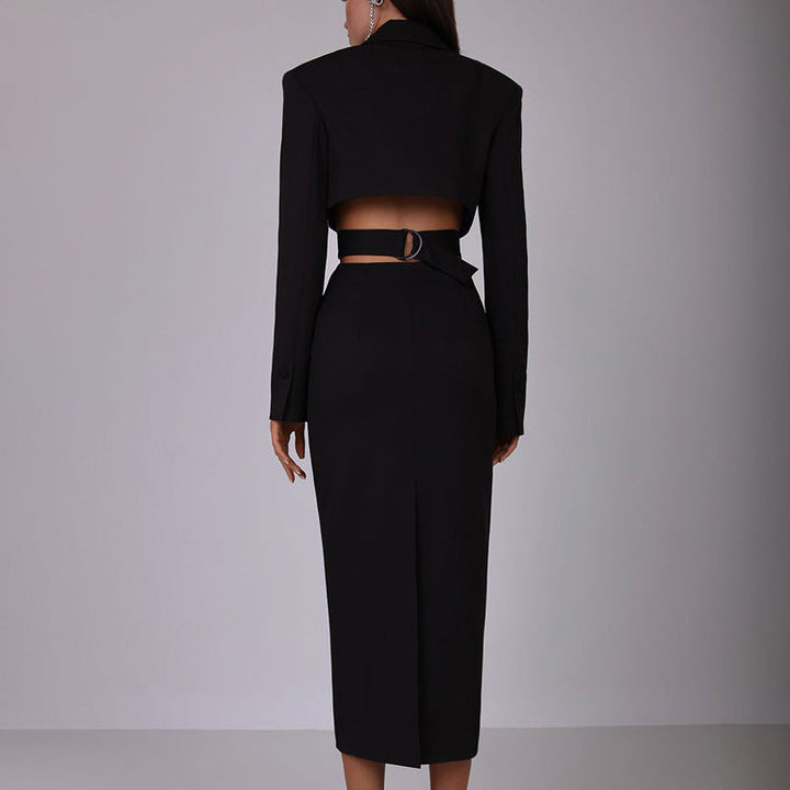 tailored cutout dress with front buttons – EVARA
