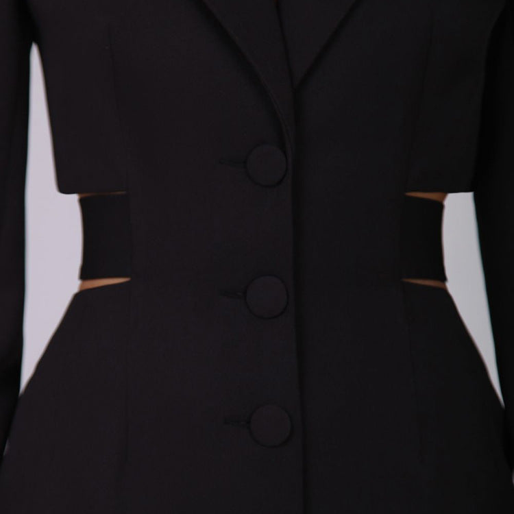 tailored cutout dress with front buttons – EVARA