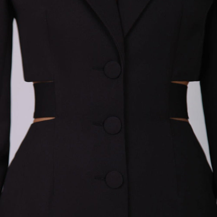 tailored cutout dress with front buttons – EVARA