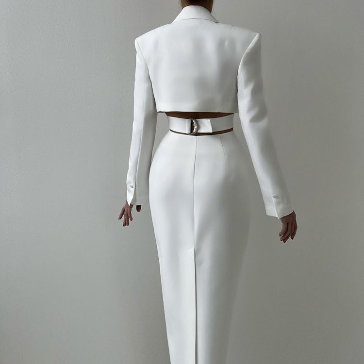 tailored cutout dress with front buttons – EVARA