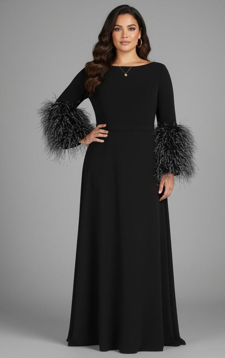feather-cuff A-line gown – Zonal-1
