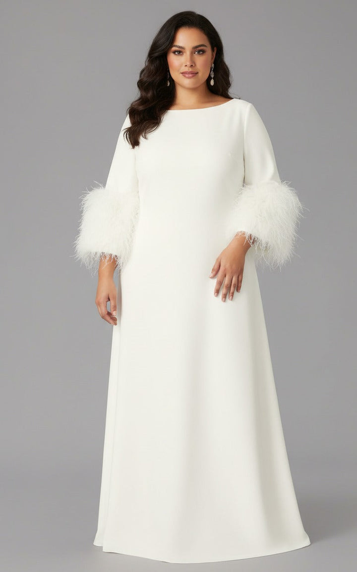 feather-cuff A-line gown – Zonal-1