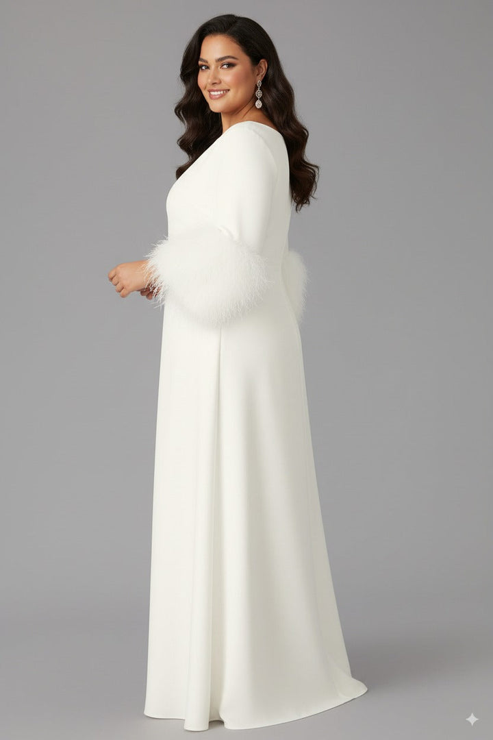 feather-cuff A-line gown – Zonal-1