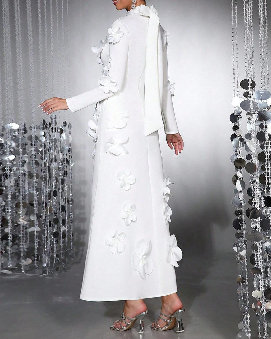 Long-sleeved mermaid dress with side pleats - Seran