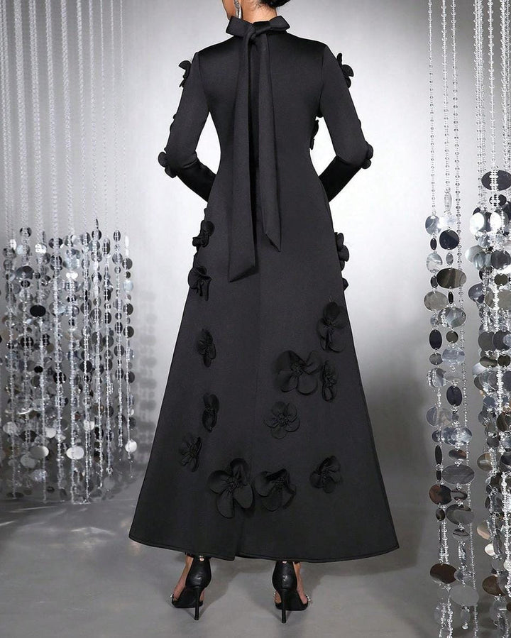 Long-sleeved mermaid dress with side pleats - Seran