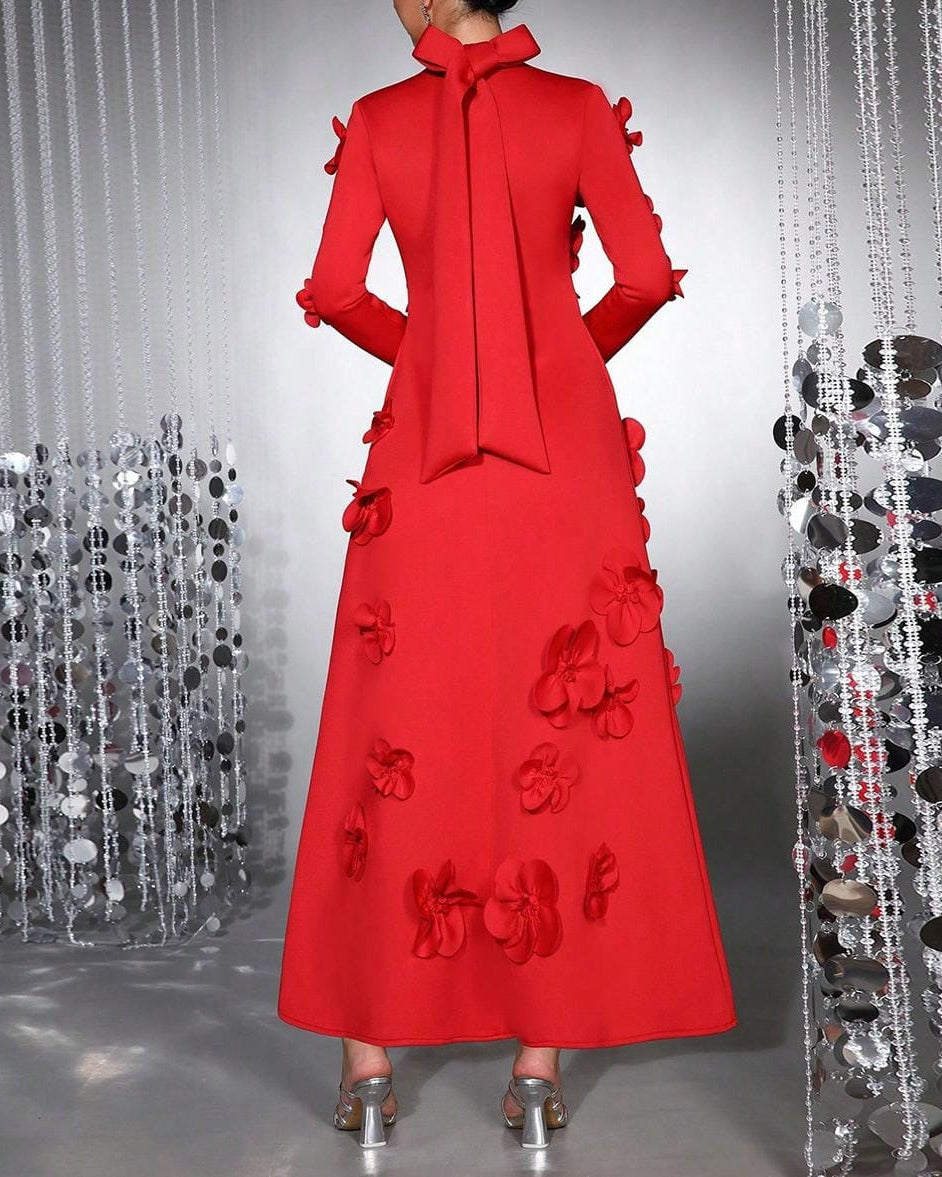 Long-sleeved mermaid dress with side pleats - Seran