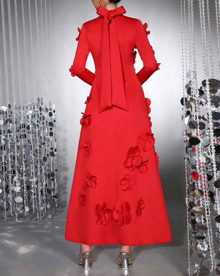 Long-sleeved mermaid dress with side pleats - Seran