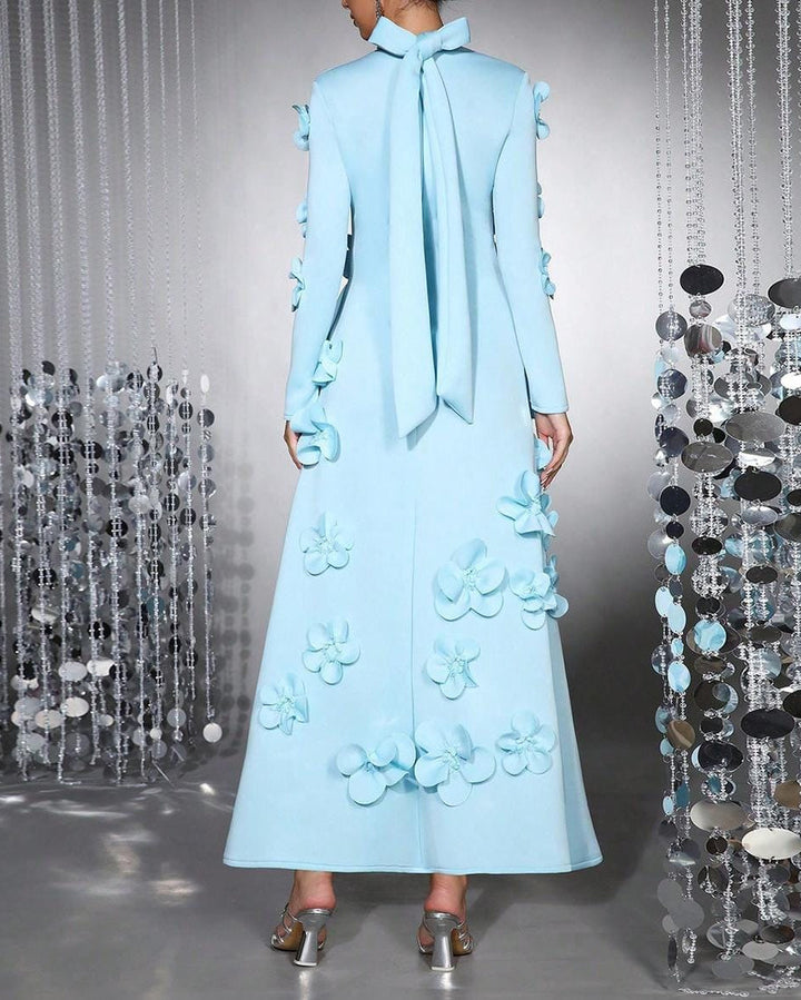 Long-sleeved mermaid dress with side pleats - Seran