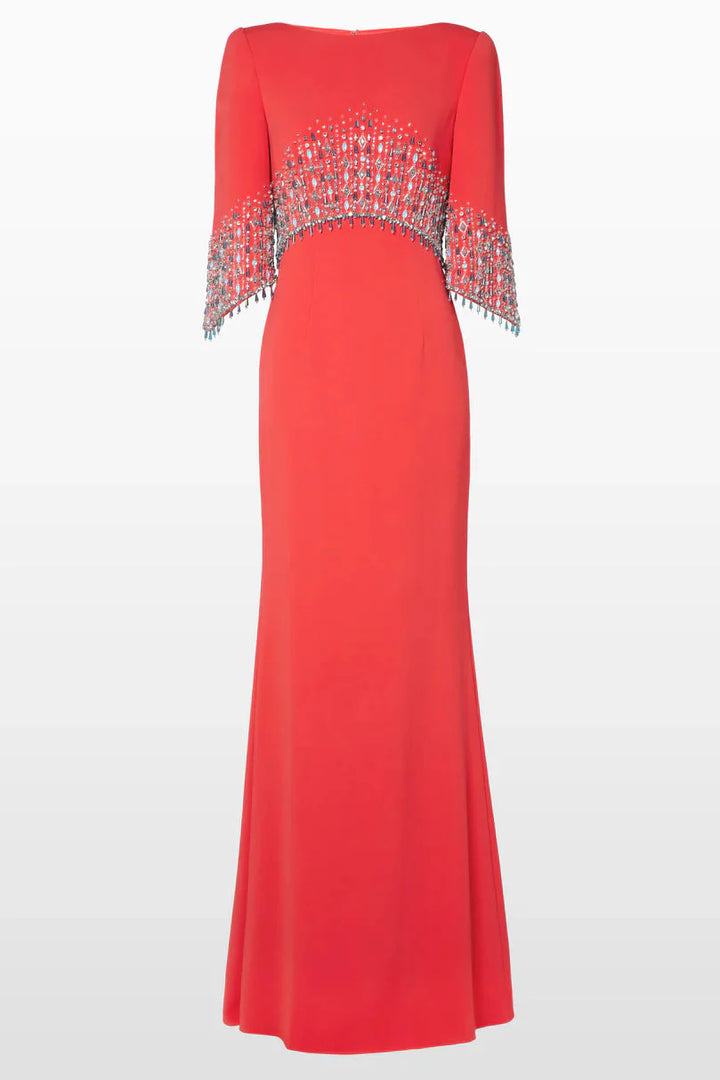 embellished cape sleeve column dress – ODD- ELECTRA