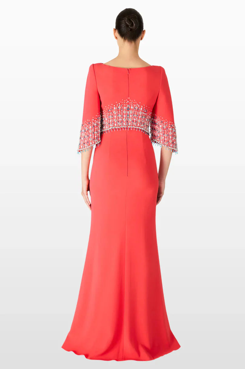 embellished cape sleeve column dress – ODD- ELECTRA