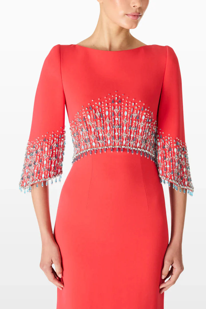 embellished cape sleeve column dress – ODD- ELECTRA
