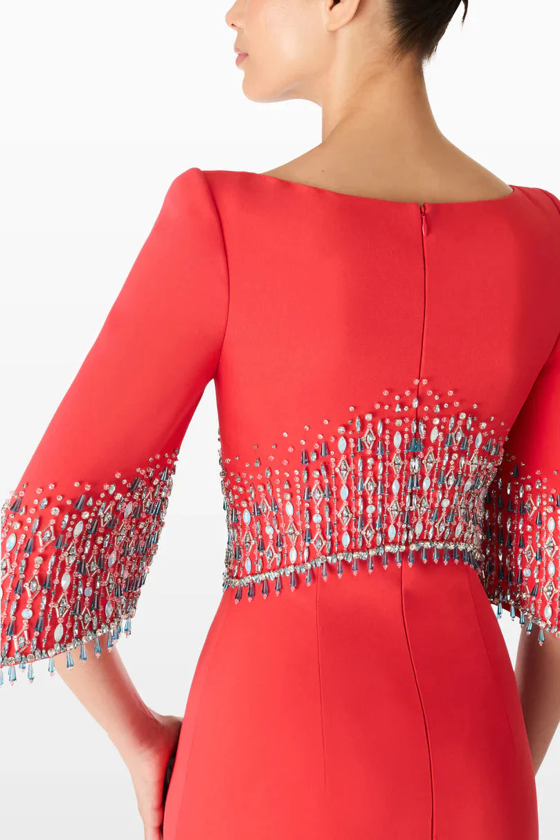 embellished cape sleeve column dress – ODD- ELECTRA
