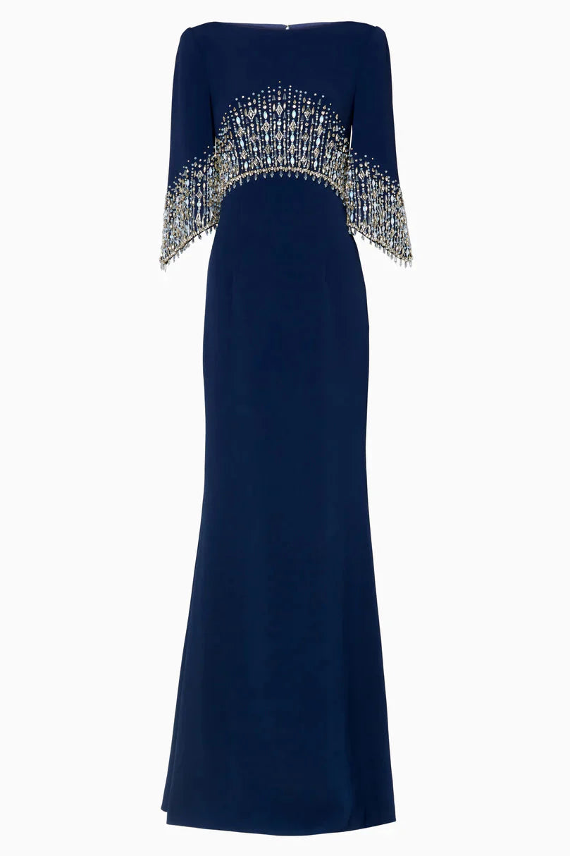 embellished cape sleeve column dress – ODD- ELECTRA
