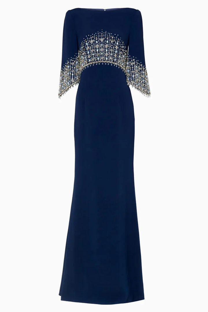 embellished cape sleeve column dress – ODD- ELECTRA