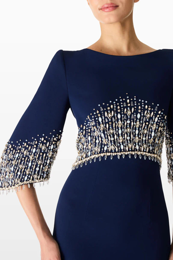 embellished cape sleeve column dress – ODD- ELECTRA