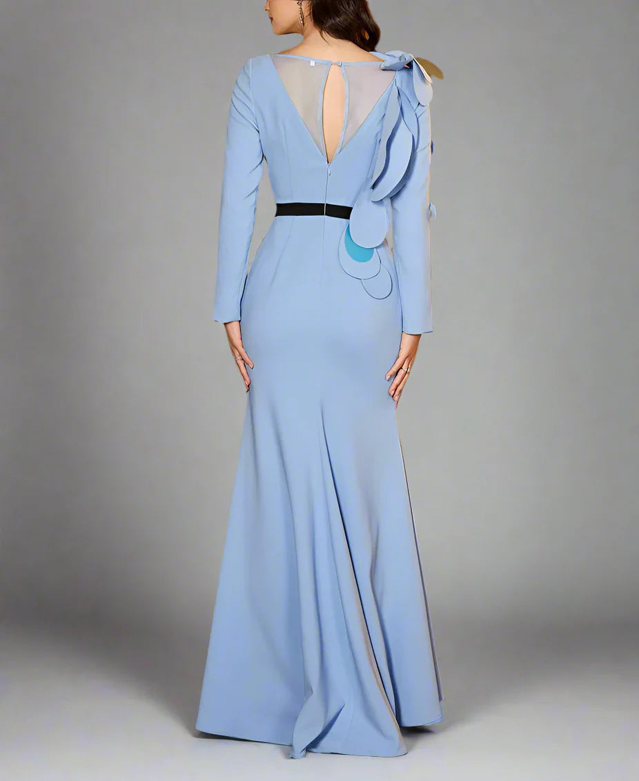 applique detail gown with sculpted shoulder – ODD- Farein