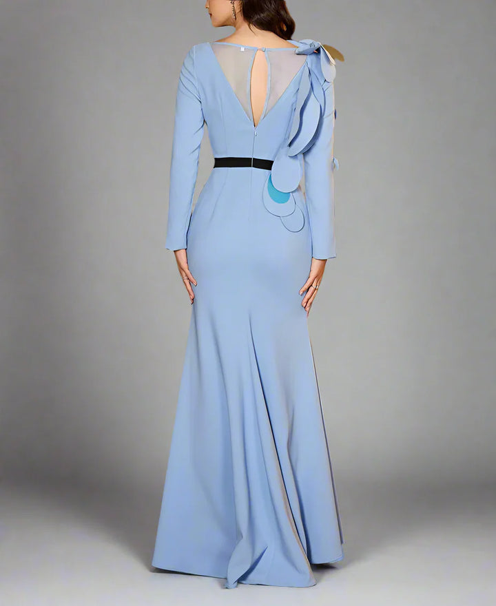 applique detail gown with sculpted shoulder – Farein