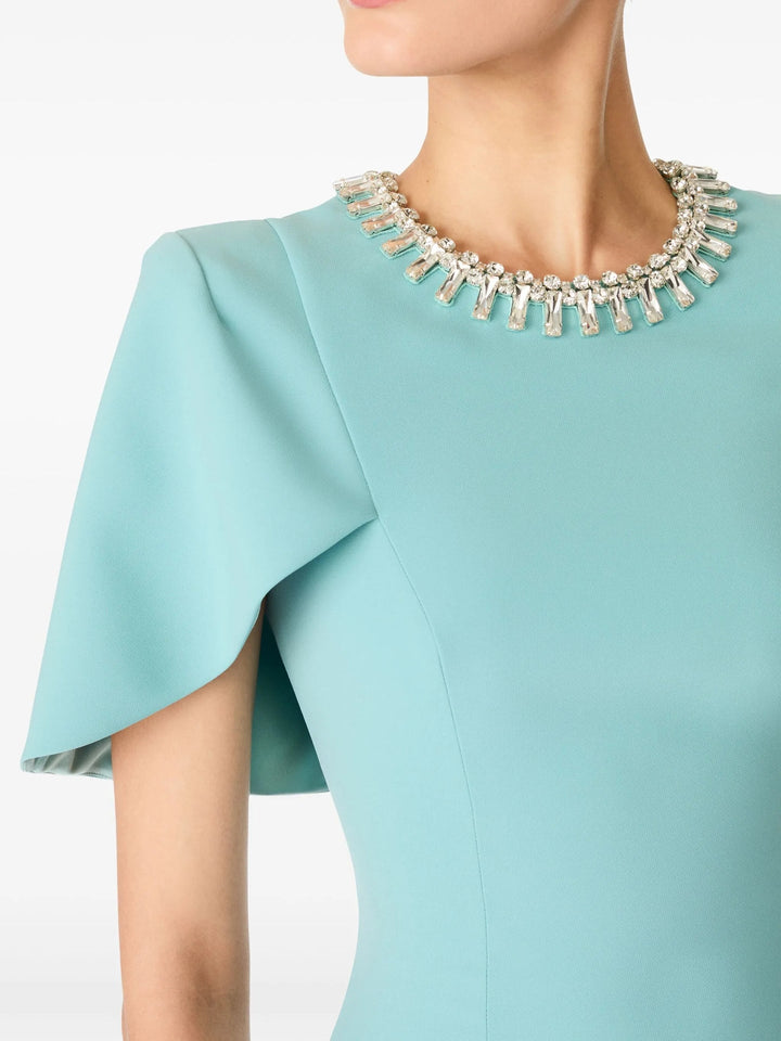 embellished neckline sheath dress with flutter sleeves – ODD- FEDAH