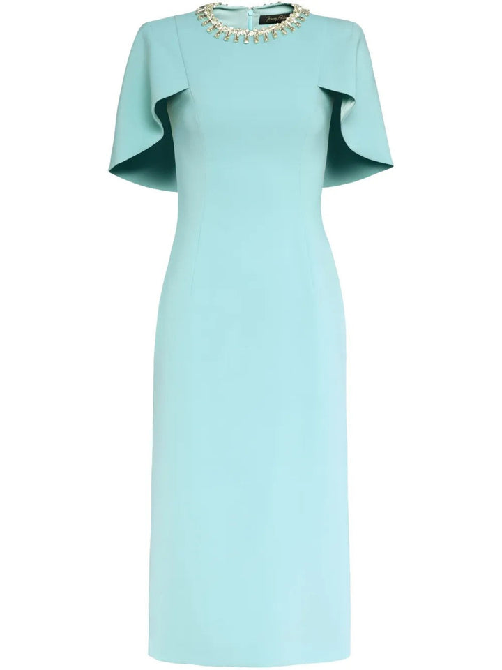 embellished neckline sheath dress with flutter sleeves – ODD- FEDAH