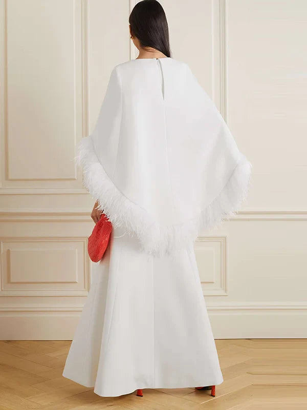 feather-cuff flared gown – Zerien-1